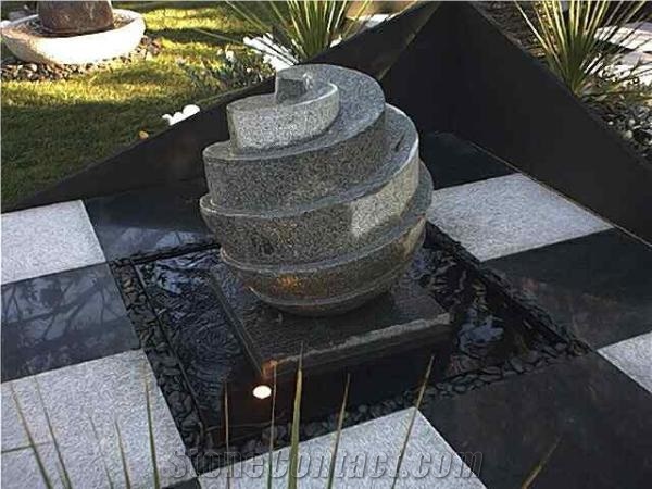 Blue Granite Hand Carved Stone Decorative Water Feature