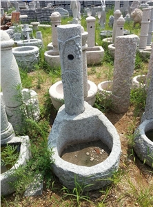 Garden Grey Shanqian Granite Water Bath Outdoor , Stone Water Basin in Garden ,Hand Carved Garden Stone Bird Bath
