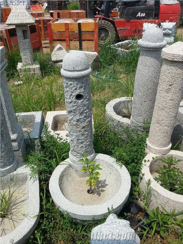 Garden Grey Shanqian Granite Water Bath Outdoor , Stone Water Basin in Garden ,Hand Carved Garden Stone Bird Bath