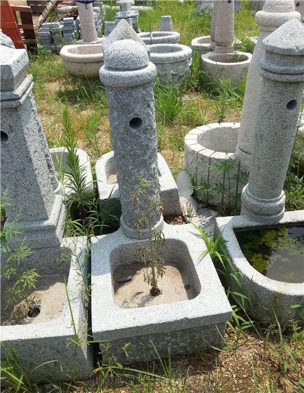 Garden Grey Shanqian Granite Water Bath Outdoor , Stone Water Basin in Garden ,Hand Carved Garden Stone Bird Bath