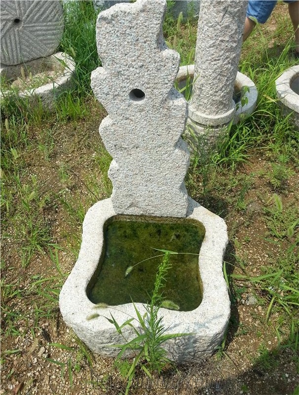 Garden Grey Shanqian Granite Water Bath Outdoor , Stone Water Basin in Garden ,Hand Carved Garden Stone Bird Bath