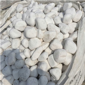 Hot Sale Tumbled Snow White Pebble Stone for Landscaping and Decoration, Snow White Mechaism Stone Pebble