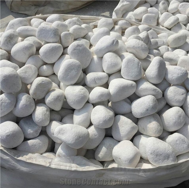 Hot Sale Tumbled Snow White Pebble Stone for Landscaping and Decoration, Snow White Mechaism Stone Pebble