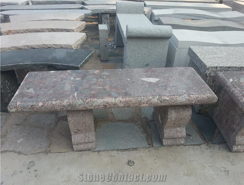 Lithosporic Granite Polished Garden Bench ,Outdoor Carved Stone Bench in Garden