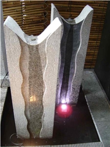 Natural Garden Stone Water Fountain with Led Light,Decorative Water Feature in Garden