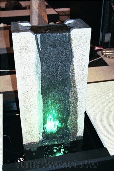 Natural Garden Stone Water Fountain with Led Light,Decorative Water Feature in Garden