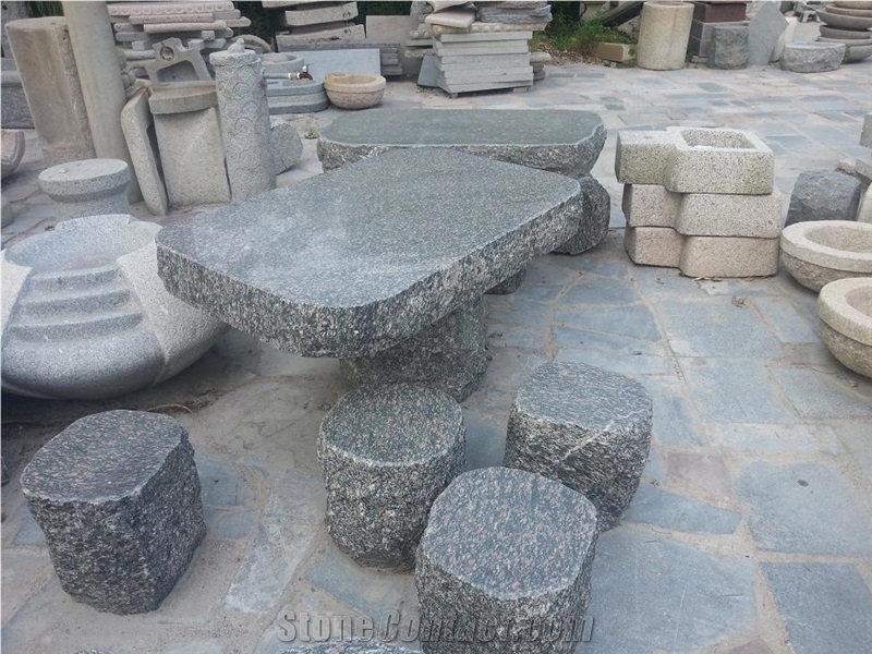 Natural Stone Garden Table and Benches in Landscaping ,Polished Stone Garden Bench