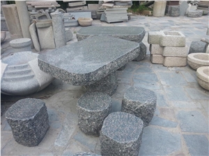 Natural Stone Garden Table and Benches in Landscaping ,Polished Stone Garden Bench