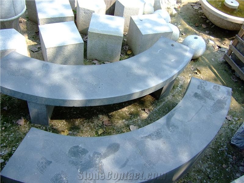 Natural Stone Hand Carved Stone Garden Bench in Landscaping , Granite Carved Bench and Chair in Park