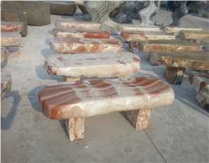 Outdoor Marble Polished Stone Bench and Table Outdoor Marble Polished Stone Bench and Table