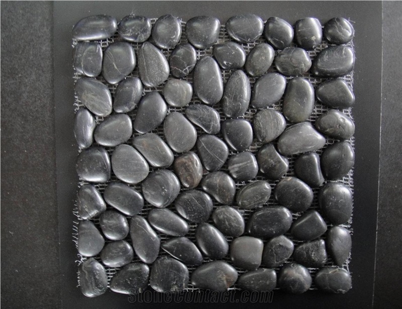 Polished Mix Color River Stone Mosaic in Kitchen and Bathroom ,Pebble Stone Mosaic Tiles in Paving