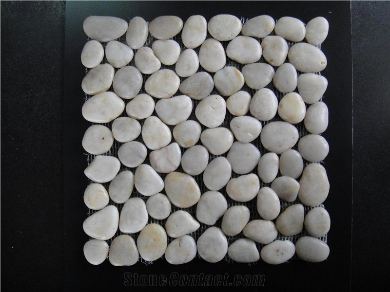 Polished Mix Color River Stone Mosaic in Kitchen and Bathroom ,Pebble Stone Mosaic Tiles in Paving
