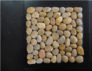 Polished Mix Color River Stone Mosaic in Kitchen and Bathroom ,Pebble Stone Mosaic Tiles in Paving