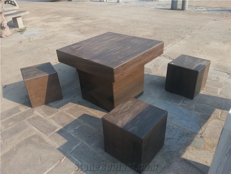 Sandstone Honed Garden Bench and Table