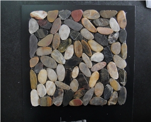 Sliced Mixed Pebble Mosaic Floor Tiles