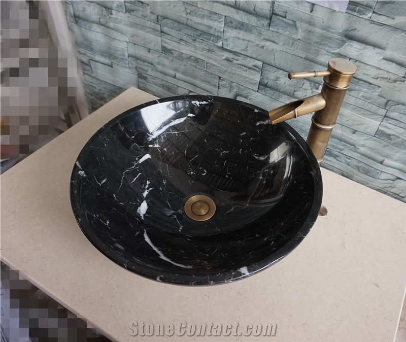 China Basins Black Nero Margiua Vessel Sinks, Wholesale Sinks,Distributed Basins, Farm Basins, Factory Nature Stone Sinks, Manufactured Cheap Round Wash Basins