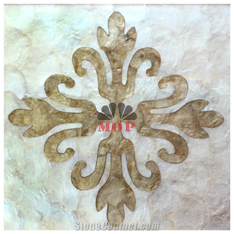 Art Mural Tesserae Capiz Shell Slab Corridor Medallions