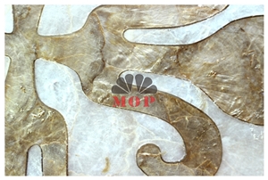 Art Mural Tesserae Capiz Shell Slab Corridor Medallions