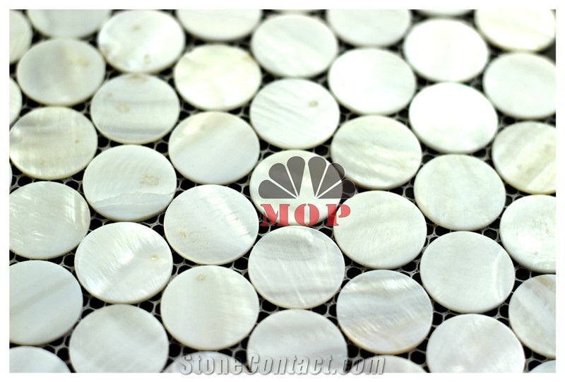 Circle Mother Of Pearl Mosaic Panel Mirror Tile