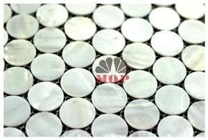 Circle Mother Of Pearl Mosaic Panel Mirror Tile