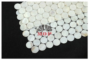 Circle Mother Of Pearl Mosaic Panel Mirror Tile