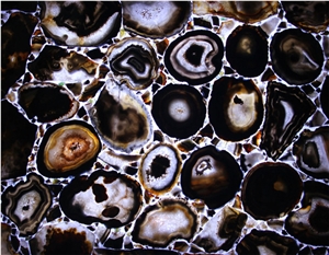 Customized Black Agate Stone Slab, Semi Precious Stone Panels