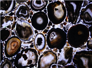 Customized Black Agate Stone Slab, Semi Precious Stone Panels