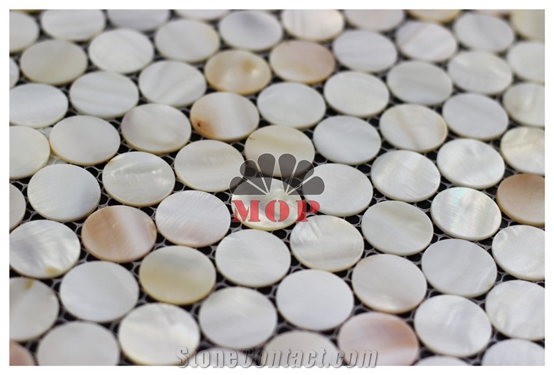 Mesh Round Decoration Panel Pearl Shell Mosaic