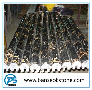 Polished Italian Portopo Black and Gold Marble Slabs