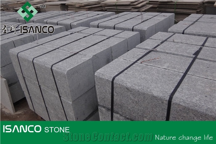 China Cheapest G383 Granite Kerbstone Flamed Grey Granite Curbstone G383 Pearl Flower Granite Light Grey Granite Side Stone Shandong Cheap G383 Granite Road Stone