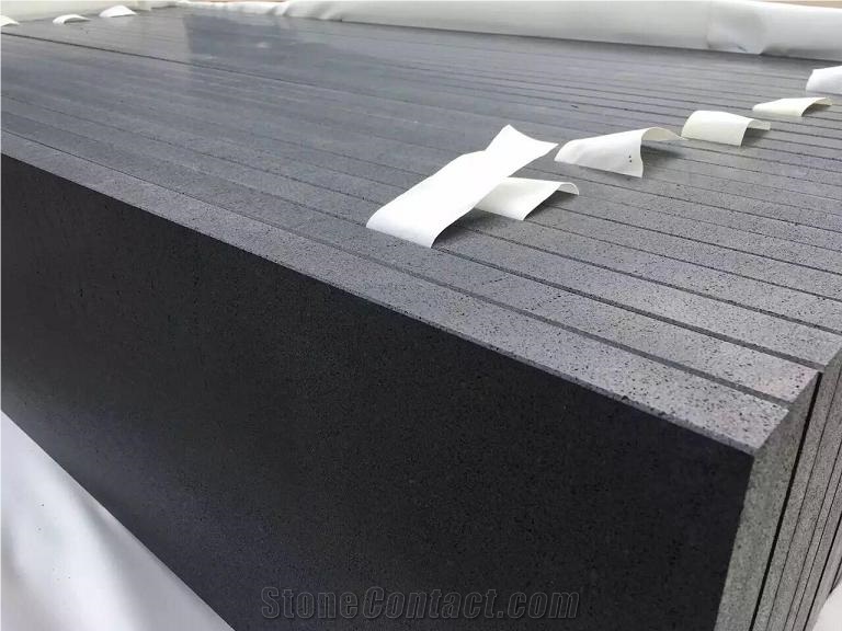 China Flamed Black Basalt Paving Tiles,Popular Black Basalt Paving Tiles,Micro Holes Black Basalt Tiles