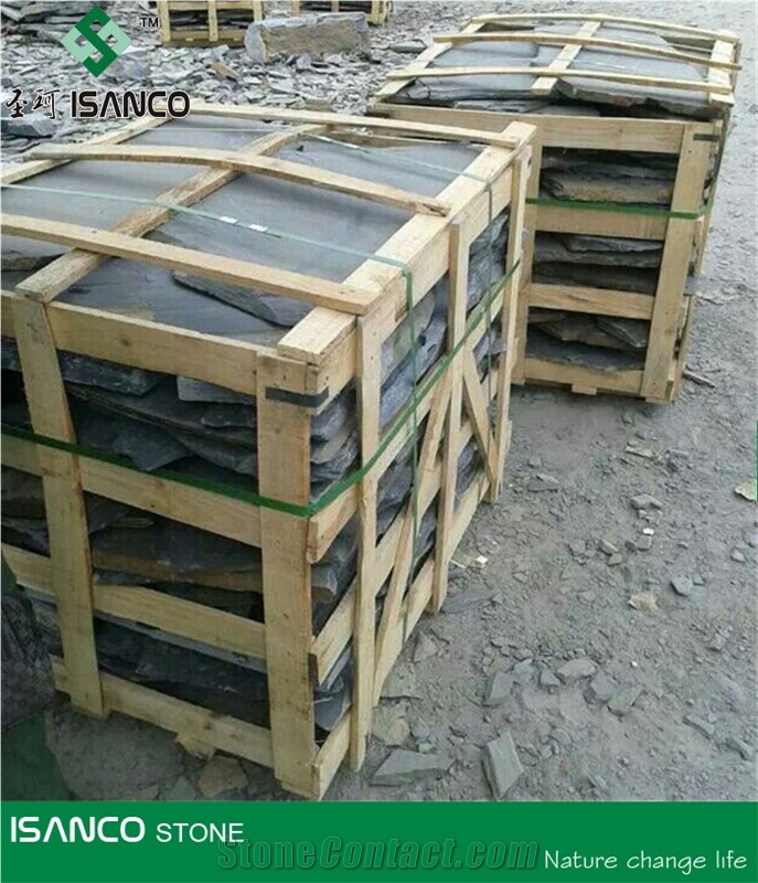 China Produced Natural Black Slate Covering Slate Tiles Black Slate Slabs Cut to Size Natural Slate Wall Covering Large Quantity in Stock Best Quality & Cheapest Price Split Black Slate Floor Covering
