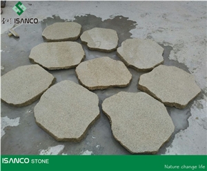 China Shandong Yellow Granite Irregular Flagstones G388 Granite Flagstone Patio Giallo Cecilia Granite Flagstone Walkway Pavers Flagstone Courtyard Yellow Granite Flagstone Road Paving for Outdoor