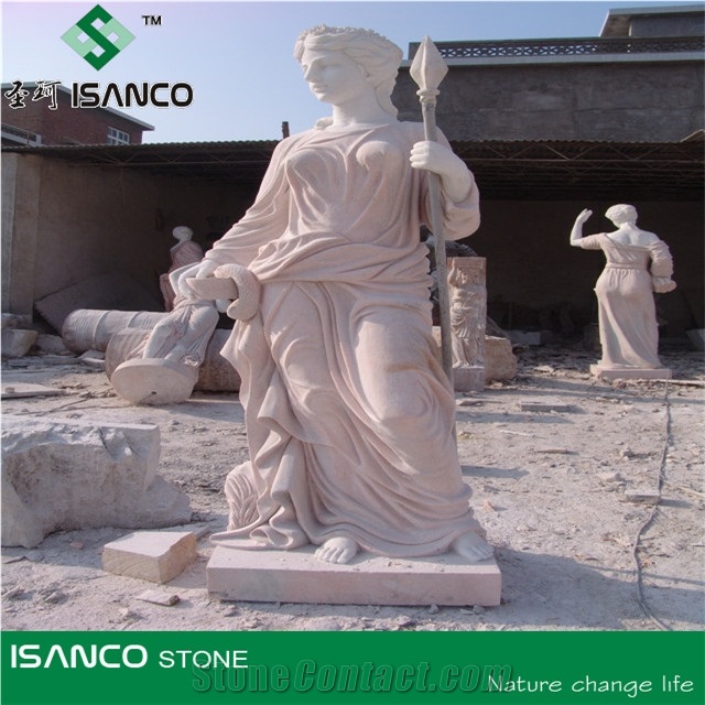 China White Marble Garden Sculpture & Statue / Human Sculptured Handcarved Exterior for Garden Decoration