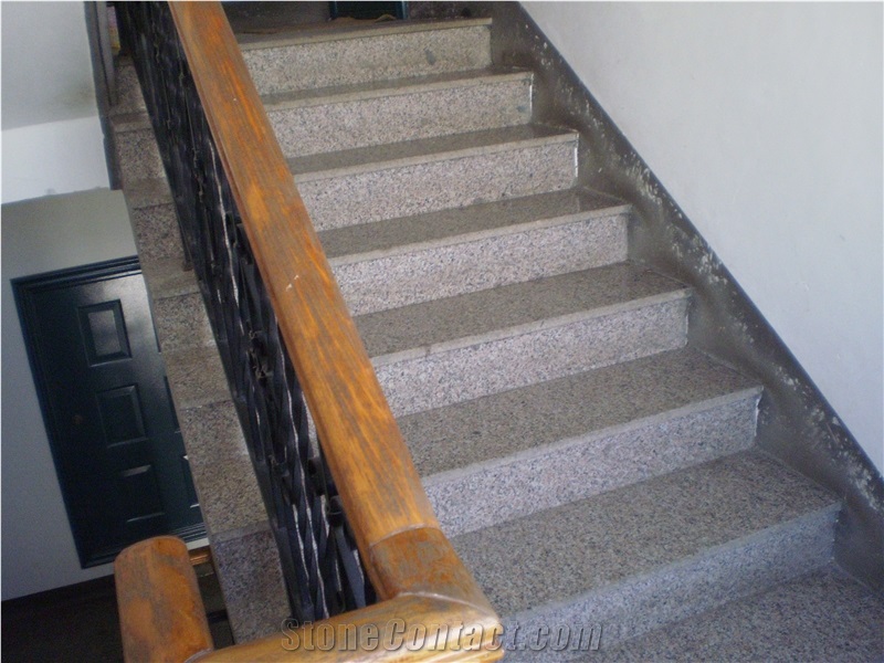 G361 Wulian Flower Pink Granite, Cheap Red Granite Steps & Stairs, China Pink Granite Risers