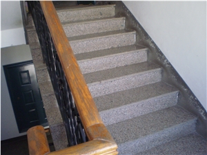 G361 Wulian Flower Pink Granite, Cheap Red Granite Steps & Stairs, China Pink Granite Risers