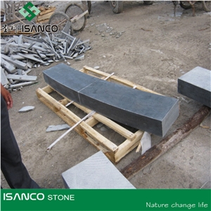Limestone Step, Honed Exterior Step, China Blue Limestone Steps, Honed Blue Limestone Stair Treads,Half or 1/4 Bullnose Blue Limestone Staircase with Sawn Cut Edges and Machine Cut Back