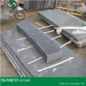 Limestone Step, Honed Exterior Step, China Blue Limestone Steps, Honed Blue Limestone Stair Treads,Half or 1/4 Bullnose Blue Limestone Staircase with Sawn Cut Edges and Machine Cut Back