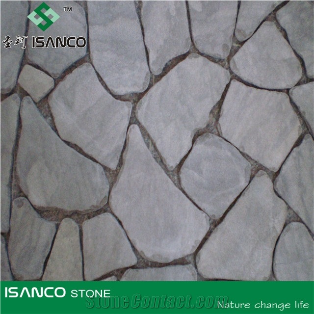 Purple Sandstone Crazy Flagstone on Mesh,Irregular Shape Pavers, Mesh Stone Paving, Stone Net Paste, Random Flagstone