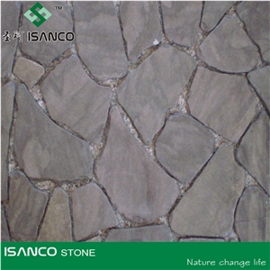 Purple Sandstone Crazy Flagstone on Mesh,Irregular Shape Pavers, Mesh Stone Paving, Stone Net Paste, Random Flagstone