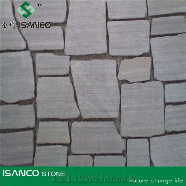 Purple Sandstone Crazy Flagstone on Mesh,Irregular Shape Pavers, Mesh Stone Paving, Stone Net Paste, Random Flagstone