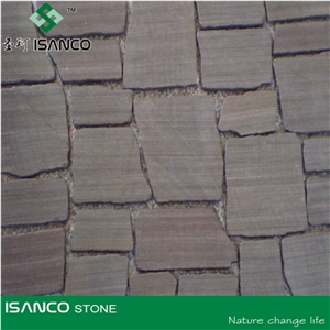Purple Sandstone Crazy Flagstone on Mesh,Irregular Shape Pavers, Mesh Stone Paving, Stone Net Paste, Random Flagstone