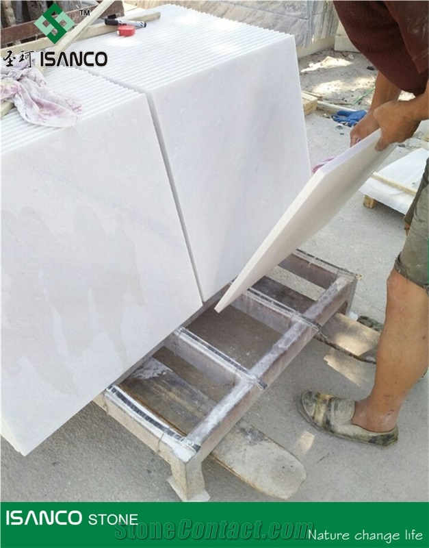 Sanco Stone Snow White Marble Slab, Polished Pure White Marble Tiles, Natural White Marble for Indoor Flooring & Wall Covering