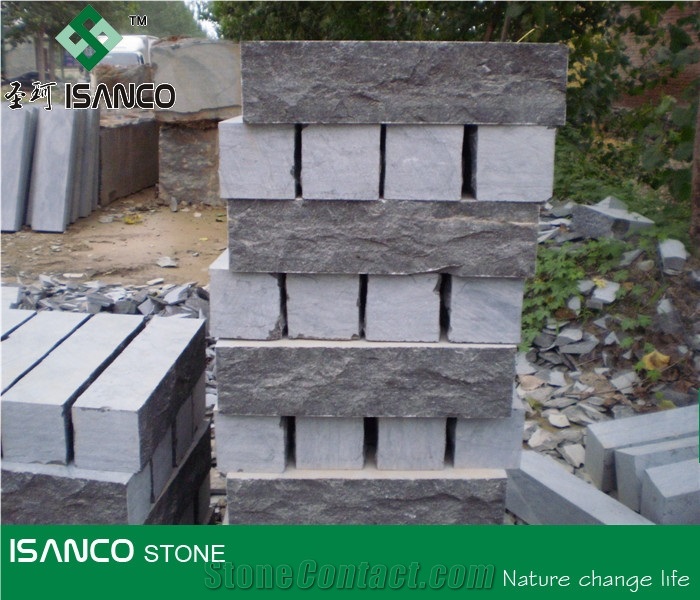 Shandong Blue Limestone Mushroom Surface Wall Stone Mushroom Wall Cladding Blue Stone Mushroomed Stone Split Face Mushroom Wall Stone Blue Limestone for Wall Cut to Size