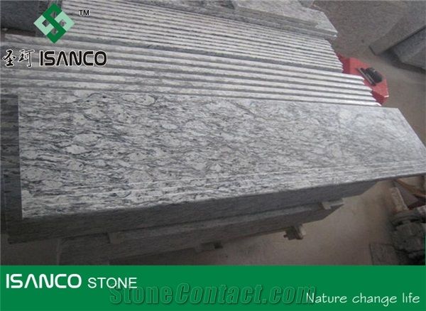 White Granite Deck Stair Sea Wave Flower Of Mengyin Granite Stair Riser Mengyin Hailang Hua Granite Stair Treads Spindrift White Granite Staircase Mengyin White Wave Granite Stair Threshold from China