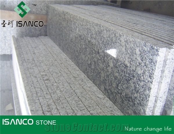 White Granite Deck Stair Sea Wave Flower Of Mengyin Granite Stair Riser Mengyin Hailang Hua Granite Stair Treads Spindrift White Granite Staircase Mengyin White Wave Granite Stair Threshold from China