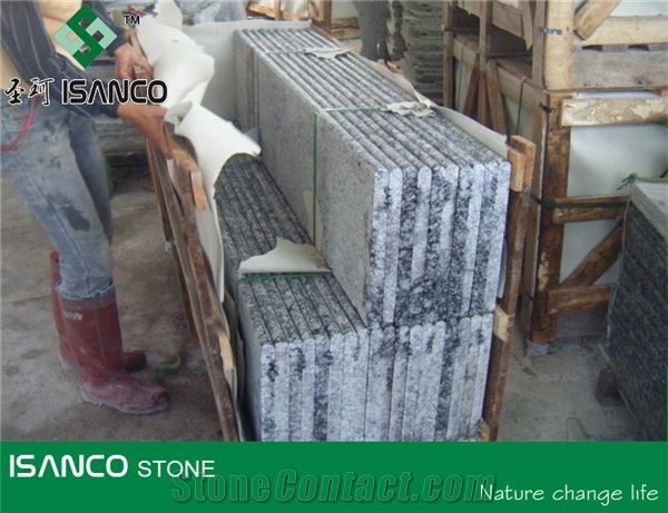 White Granite Deck Stair Sea Wave Flower Of Mengyin Granite Stair Riser Mengyin Hailang Hua Granite Stair Treads Spindrift White Granite Staircase Mengyin White Wave Granite Stair Threshold from China