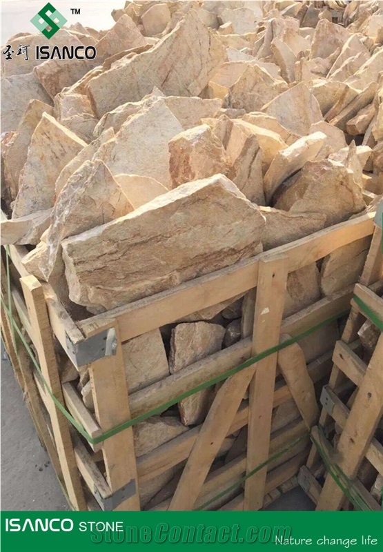 Yellow Slate Flagstone Random Flagstone Patio Irregular Flagstone Road Paving Slate Walkway Pavers Outdoor Stepping Stone Flagstone