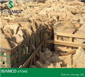 Yellow Slate Flagstone Random Flagstone Patio Irregular Flagstone Road Paving Slate Walkway Pavers Outdoor Stepping Stone Flagstone