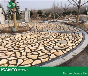 Yellow Slate Flagstone Random Flagstone Patio Irregular Flagstone Road Paving Slate Walkway Pavers Outdoor Stepping Stone Flagstone